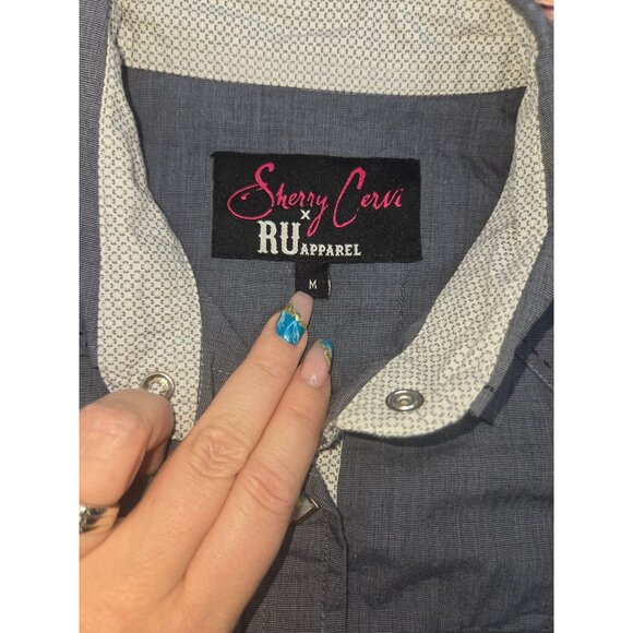 Sherry Cervi X RU Apparel Womens Western Snap Shirt Medium Chambray - Picture 5 of 8